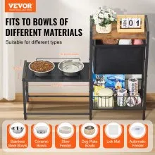 VEVOR Pet Feeding Station with Storage Dog Food & Toy Organizer Raised Dog Bowls