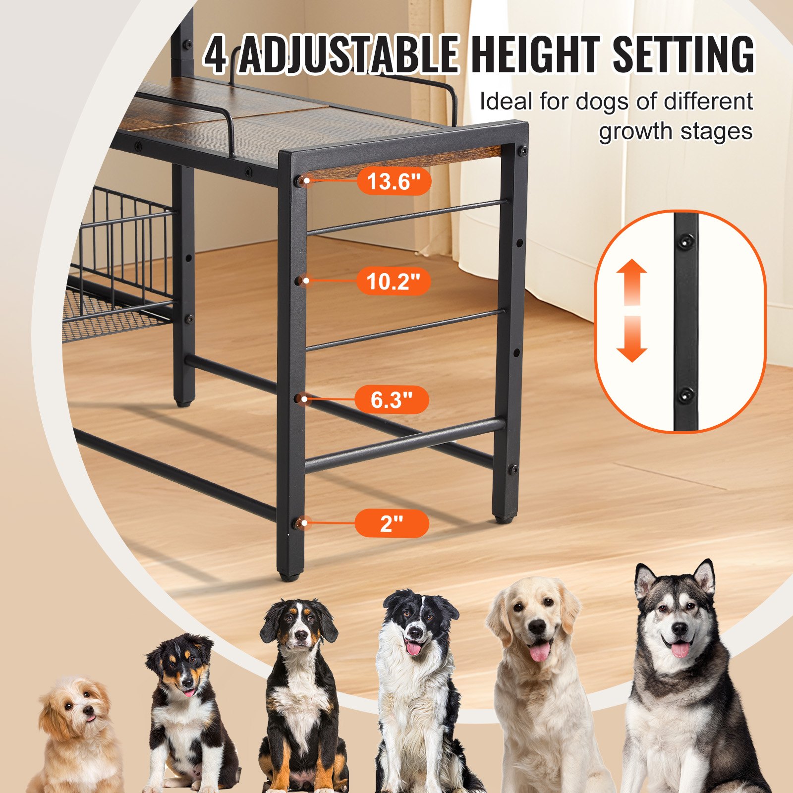 VEVOR Pet Feeding Station with Storage, Elevated Dog Bowls, Raised Dog Bowl Stand, Dog Food Storage and Feeder Station with Storage Shelves, Pet Toy Storage Organizer, for Large Medium Small Dogs