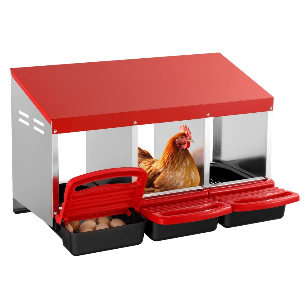 VEVOR 3 τμημάτων Chicken Nest Box Mental Box με κεκλιμένα κουτιά ένθεσης