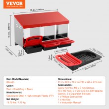 VEVOR 3-Compartment Chicken Nest Box Metal Box with Inclined Nesting Boxes