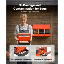 VEVOR 3-Compartment Chicken Nest Box Metal Box with Inclined Nesting Boxes