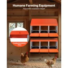 VEVOR 3-Compartment Chicken Nest Box Metal Box with Inclined Nesting Boxes