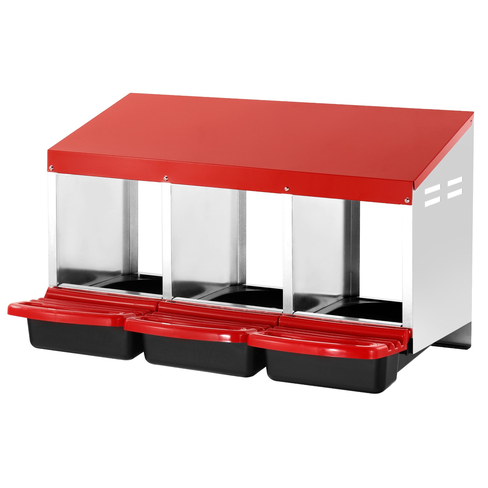 VEVOR 3-Compartment Chicken Nest Box Metal Box with Inclined Nesting Boxes