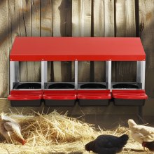 VEVOR 4-Compartment Chicken Nest Box Mental Box with Inclined Nesting Boxes