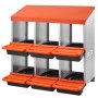 Nido para gallinas VEVOR, 6 compartimentos, de 76 a 114 cm, estable y resistente a la corrosión, de metal, con nidales inclinados, orificios en el fondo y plataforma de descanso, apto para diferentes razas de gallinas.
