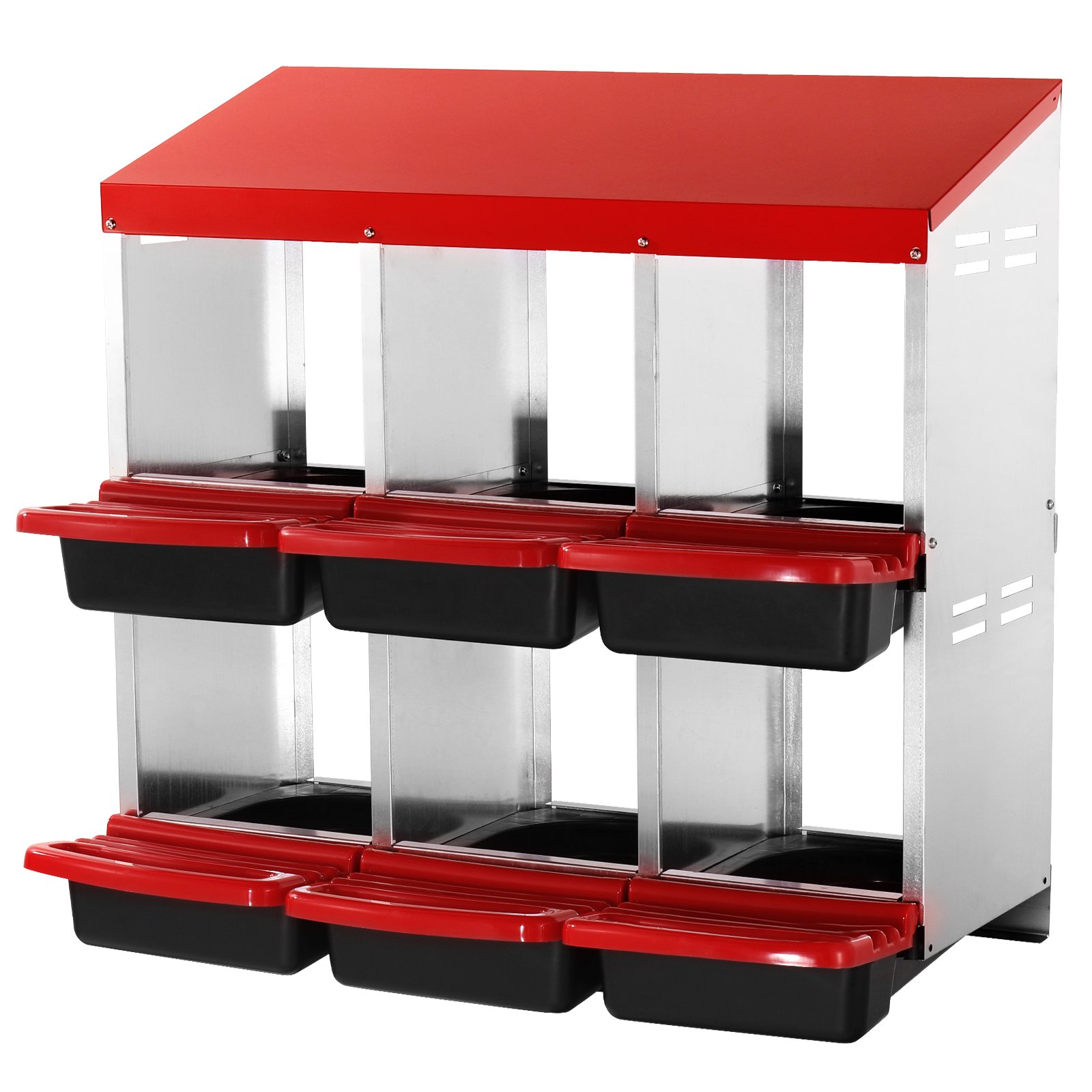 VEVOR 6-Compartment Chicken Nest Box Mental Box with Inclined Nesting Boxes
