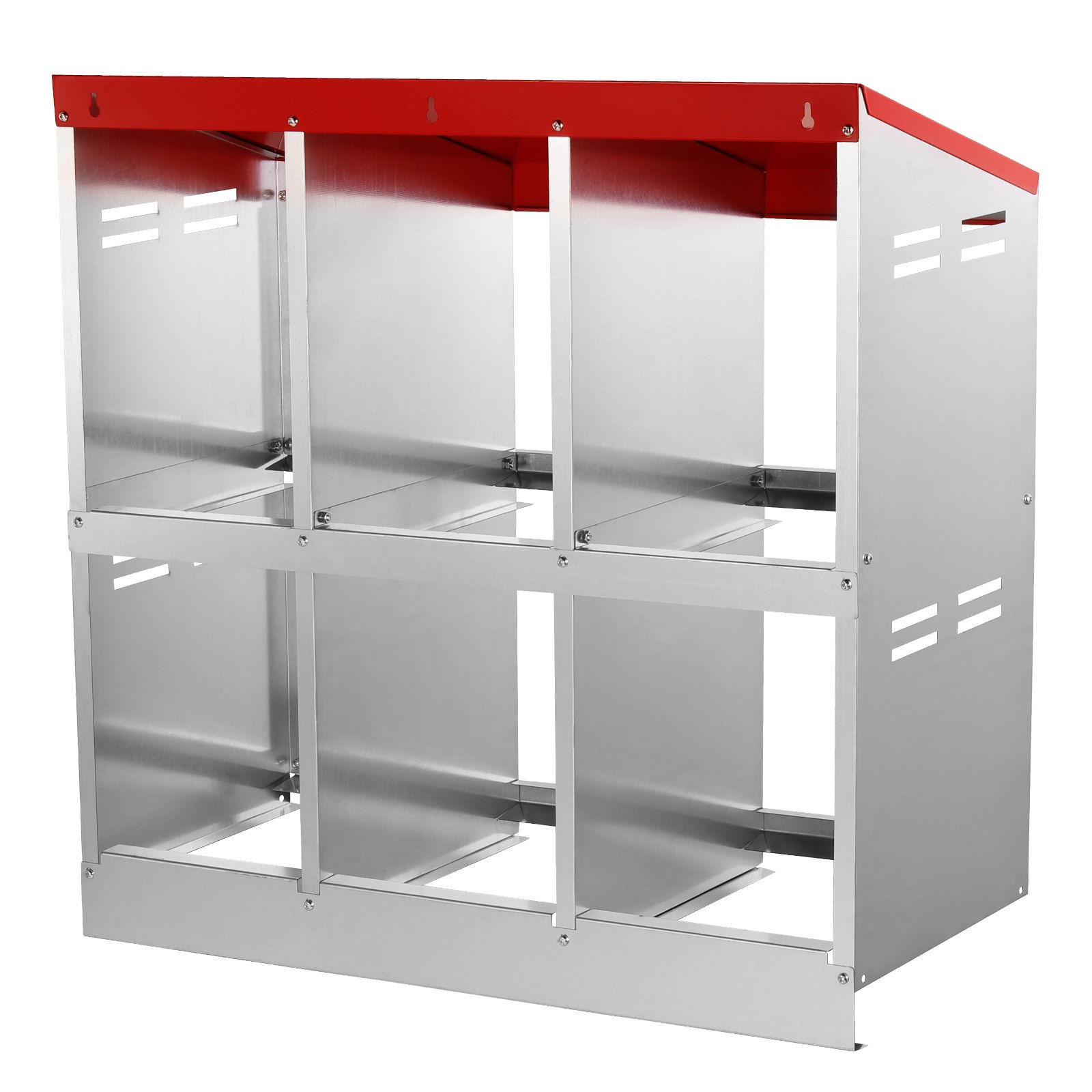 VEVOR 6-Compartment Chicken Nest Box Mental Box with Inclined Nesting Boxes