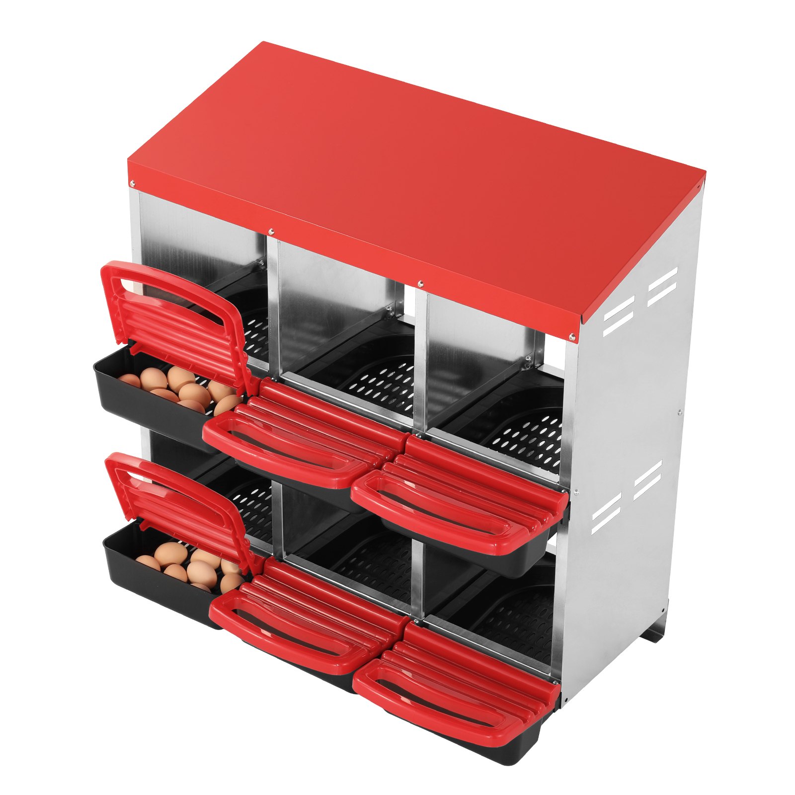 VEVOR 6-Compartment Chicken Nest Box Mental Box with Inclined Nesting Boxes