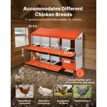 VEVOR 8-Compartment Chicken Nest Box Metal Box with Inclined Nesting Boxes