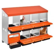 VEVOR 8-Compartment Chicken Nest Box Metal Box with Inclined Nesting Boxes