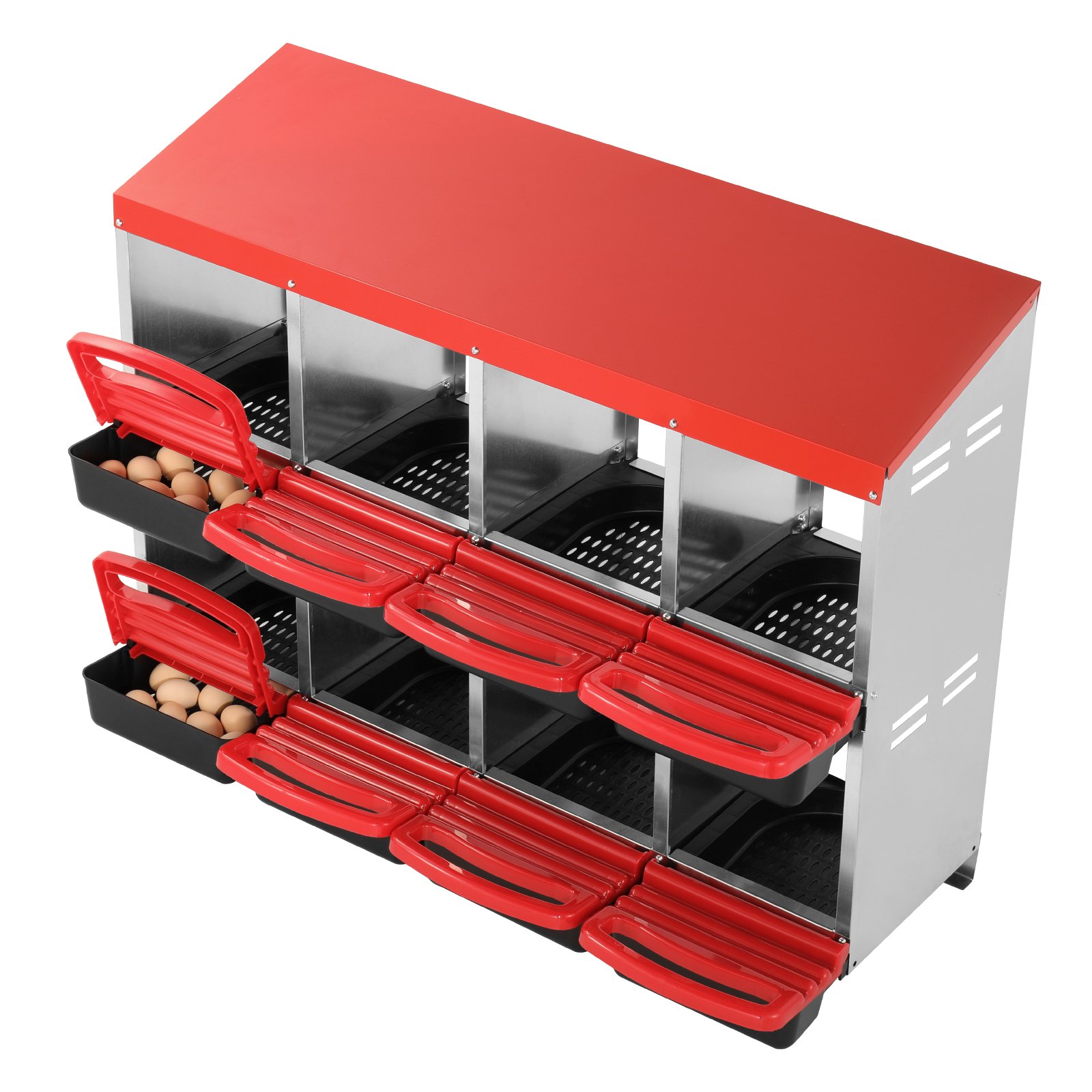 VEVOR 8-Compartment Chicken Nest Box Metal Box with Inclined Nesting Boxes