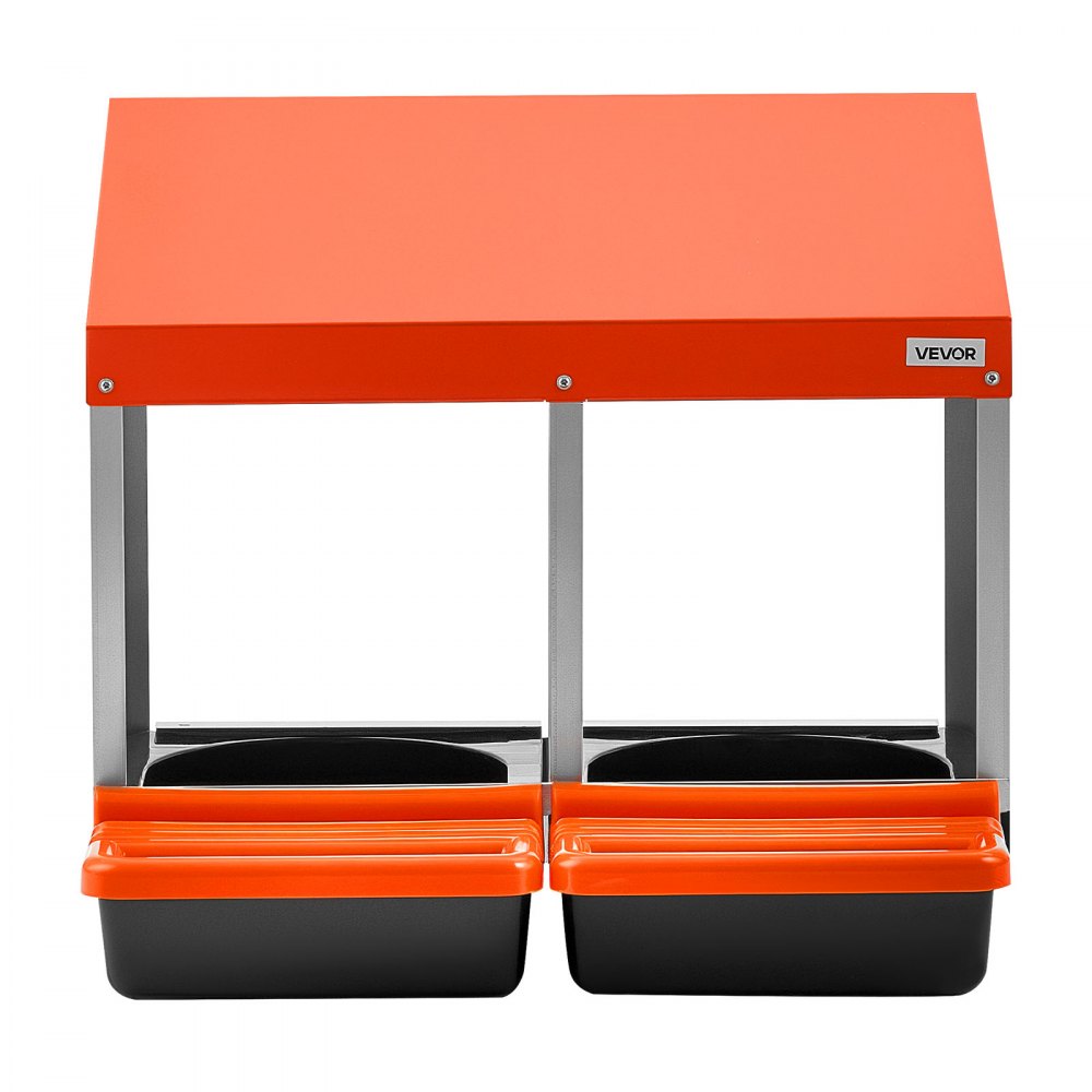 VEVOR Chicken Nesting Boxes, 2 Compartments, Easy Egg Collection, Wall Mount, Easy to Assemble, Galvanized Steel and High-Strength Plastic, Roll Away Nesting Boxes for Chickens Laying Eggs, Orange