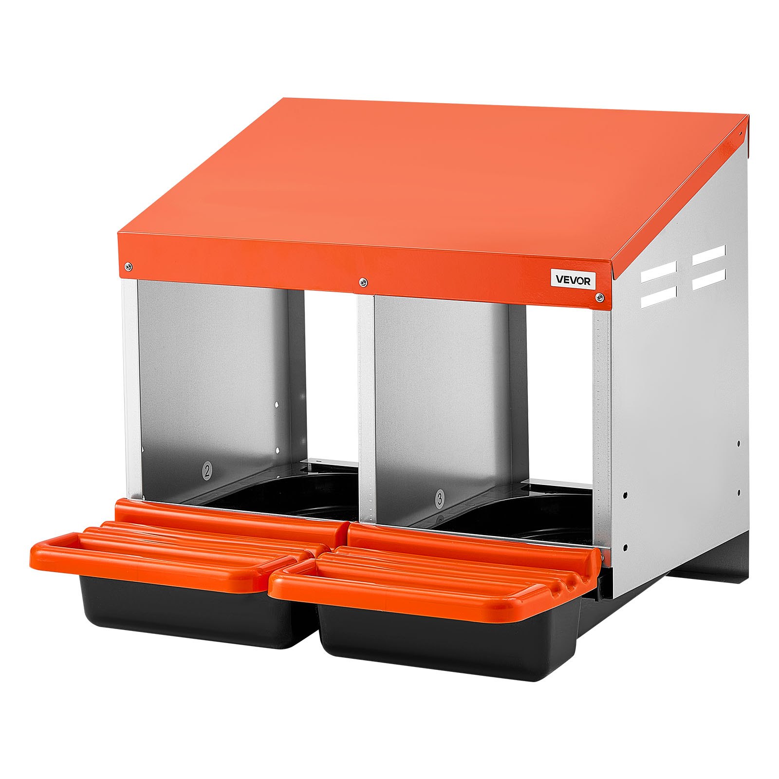 VEVOR Chicken Nesting Boxes, 2 Compartments, Easy Egg Collection, Wall Mount, Easy to Assemble, Galvanized Steel and High-Strength Plastic, Roll Away Nesting Boxes for Chickens Laying Eggs, Orange