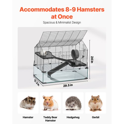VEVOR Hamster Cage, 360° Viewing Transparent Hamster Habitats