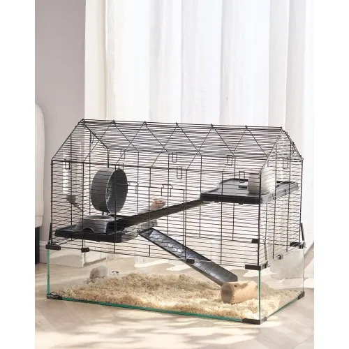 VEVOR Hamster Cage, 360° Viewing Transparent Hamster Habitats, Small Animal Cage, 29.5 x 17.3 x 24 in, Ventilated Pet Mouse Cages with Water Bottle, Portable Hamster House for Rats, Guinea Pigs