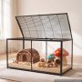 VEVOR Hamster Cage 1200 x 600 x 645 mm 360° Viewing Metal Hamster Habitat, Transparent Small Animal Cage with Top Access & Front Door, Large Portable Pet House for Guinea Pig, Gerbil (0.7 m², Black)