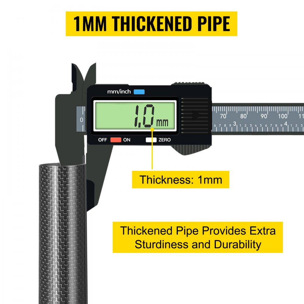 VEVOR Sand Scoop Pole Handle, Carbon Fiber Sand Scoop Long Pole, Travel Light Sturdy Metal Scoop Shovel Handle, Metal Detector Tool with 28.5mm/1.12" Diameter, for Metal Detecting and Treasure Hunting