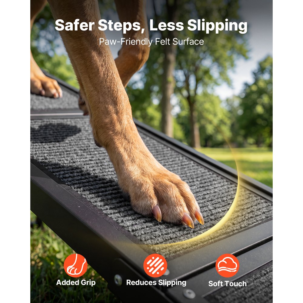 VEVOR Dog Ramp for Car 180 x 43.2 cm Foldable Pet Ramp with Felt Surface, for SUV Car Truck Outdoor, 113.4 kg Capacity, Extra Long and Wide Gentler Climb, Non-Slip Portable for Medium & Large Dogs