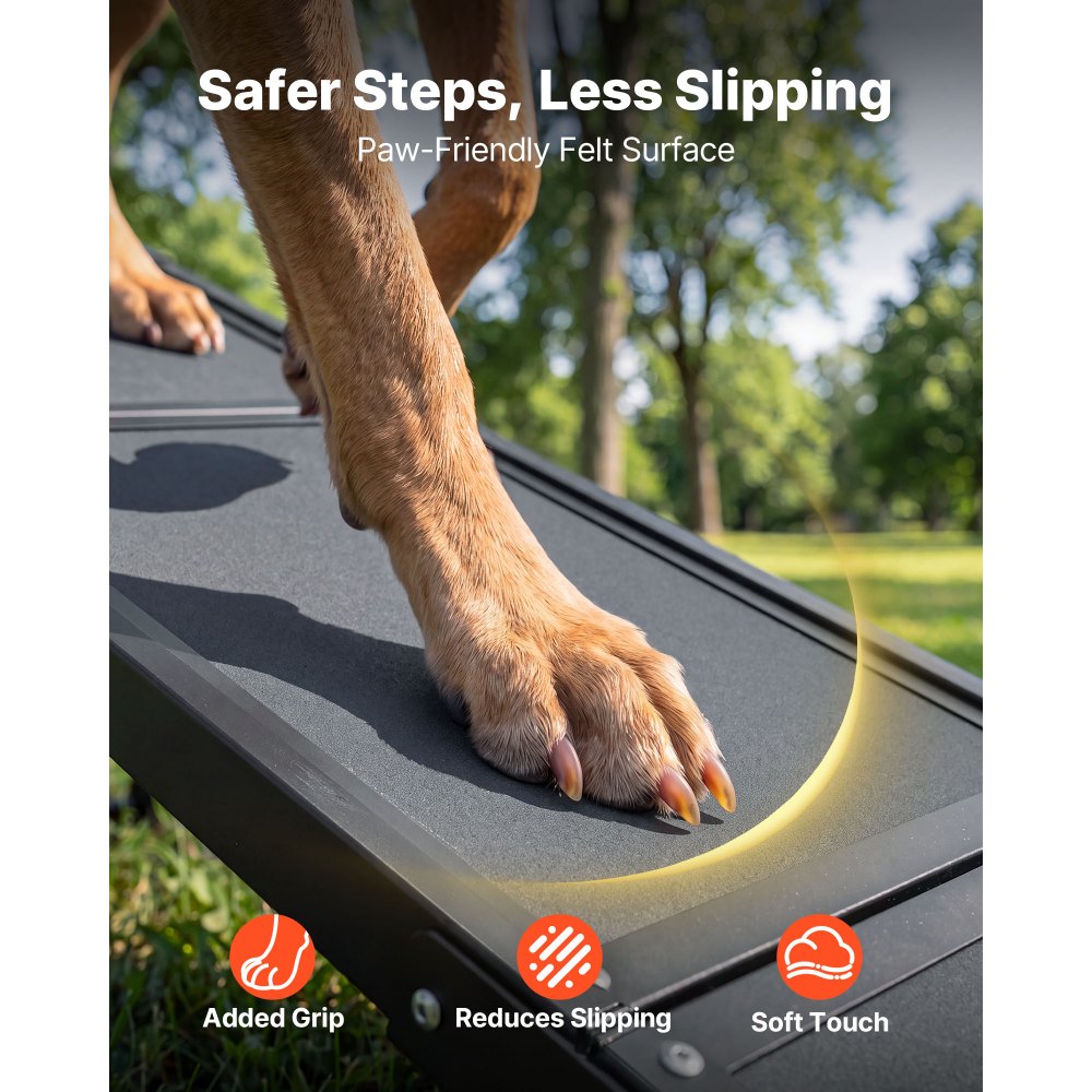 VEVOR Dog Ramp for Car 180 x 43.2 cm Foldable Pet Ramp Sandpaper Surface, for SUV Car Truck Outdoor, 113.4 kg Capacity, Extra Long and Wide Gentler Climb, Non-Slip Portable for Medium & Large Dogs