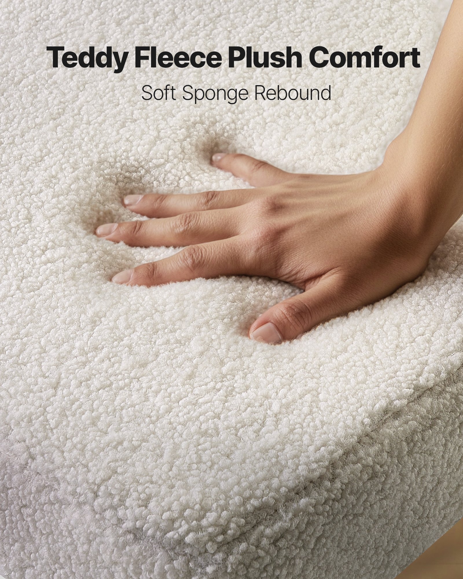 Sada 4 jídelních židlí VEVOR Boucle, moderní šerpa židle v polovině století, čalouněná boční židle k jídelnímu stolu, prostorově úsporná bílá kuchyňská židle se zaobleným opěradlem a černými kovovými nohami