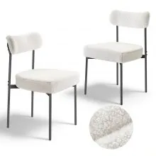 Juego de 2 sillas de comedor Boucle, silla de cocina moderna con respaldo curvo y patas de metal.