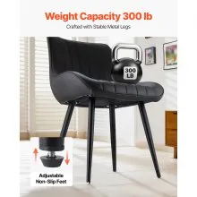 Set of 4 Dining Chairs Modern Fabric Kitchen Side Chair Back Metal Legs Black