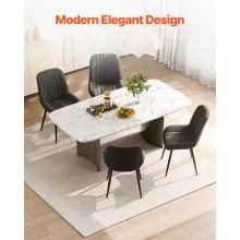 Set of 4 Dining Chairs Modern Fabric Kitchen Side Chair Back Metal Legs Black