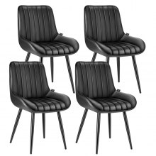 Set of 4 Dining Chairs Modern Fabric Kitchen Side Chair Back Metal Legs Black