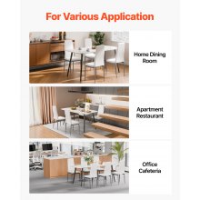 Set of 6 Dining Chairs Modern Leather Kitchen Side Chair Back Metal Legs White