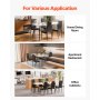 VEVOR Modern Dining Room Accent Chairs Set of 6, Upholstered Leather Side Chair for Dining Tables, Space-Saving Kitchen Table Chair with Thick Cushions and Metal Legs, Black
