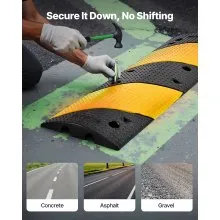 VEVOR 40 in Rubber Speed Bump, 2 Pack, 2 Channel Heavy Duty Traffic Speed Hump, 22000 lbs/Axle Load Capacity, Cable Protector Ramp with Expansion Screws, for Asphalt Concrete Gravel Driveway and Road