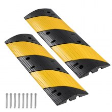VEVOR 40 in Rubber Speed Bump, 2 Pack, 2 Channel Heavy Duty Traffic Speed Hump, 22000 lbs/Axle Load Capacity, Cable Protector Ramp with Expansion Screws, for Asphalt Concrete Gravel Driveway and Road