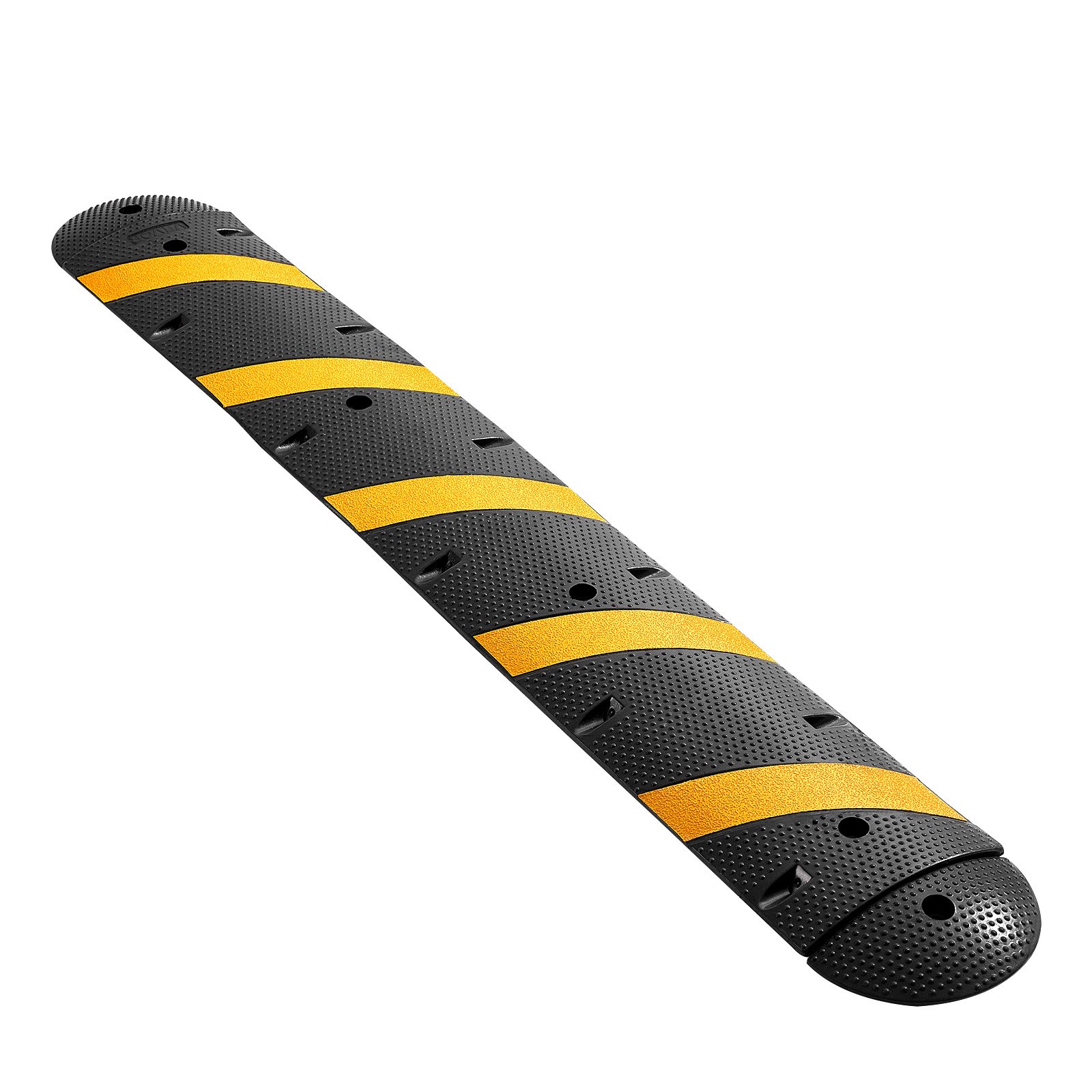 VEVOR 1830MM Rubber Speed Bump, 2 Channel, Heavy Duty Traffic Speed Hump, 9,979 kg/axle Load Capacity, Cable Protector Ramp with Expansion Screws, for Asphalt Concrete Gravel Driveway Road, 1 Pack