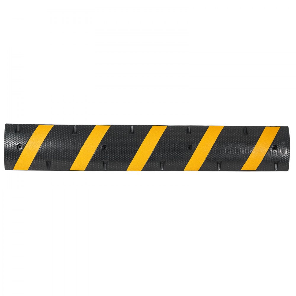 VEVOR 1830MM Rubber Speed Bump, 2 Pack, 2 Channel Heavy Duty Traffic Speed Hump, 9,979 kg/Axle Load Capacity, Cable Protector Ramp with Expansion Screws, for Asphalt Concrete Gravel Driveway Road