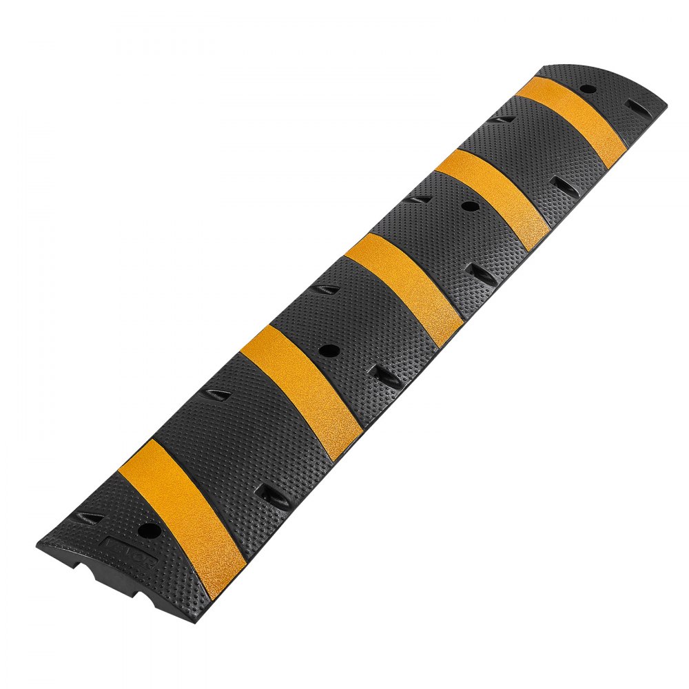 VEVOR 1830MM Rubber Speed Bump, 2 Pack, 2 Channel Heavy Duty Traffic Speed Hump, 9,979 kg/Axle Load Capacity, Cable Protector Ramp with Expansion Screws, for Asphalt Concrete Gravel Driveway Road