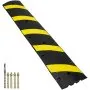 VEVOR Rubber Speed Hump 183 x 30 x 4.5 cm, 2 Channel, 10000 kg Load Capacity Heavy Duty Traffic Speed Bump, with High Reflective Yellow Strip 4 Expansion Screws and 1 Drill, for Asphalt Concrete Gravel Roads
