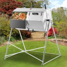 VEVOR Compost Tumbler, 125L/33 US Gallons, Rustproof Stainless Steel Dual-chamber Garden Composter, Heavy-duty, All-season Outdoor Compost Bin, Fast-working System for Composting Kitchen ＆ Yard Waste