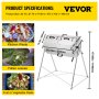 VEVOR Compost Tumbler, 270L/71 US Gallons, Rustproof Stainless Steel Dual-Chamber Garden Composter, Heavy-Duty, All-Season Outdoor Compost Bin, Fast-Working System for Composting Kitchen ＆ Yard Waste