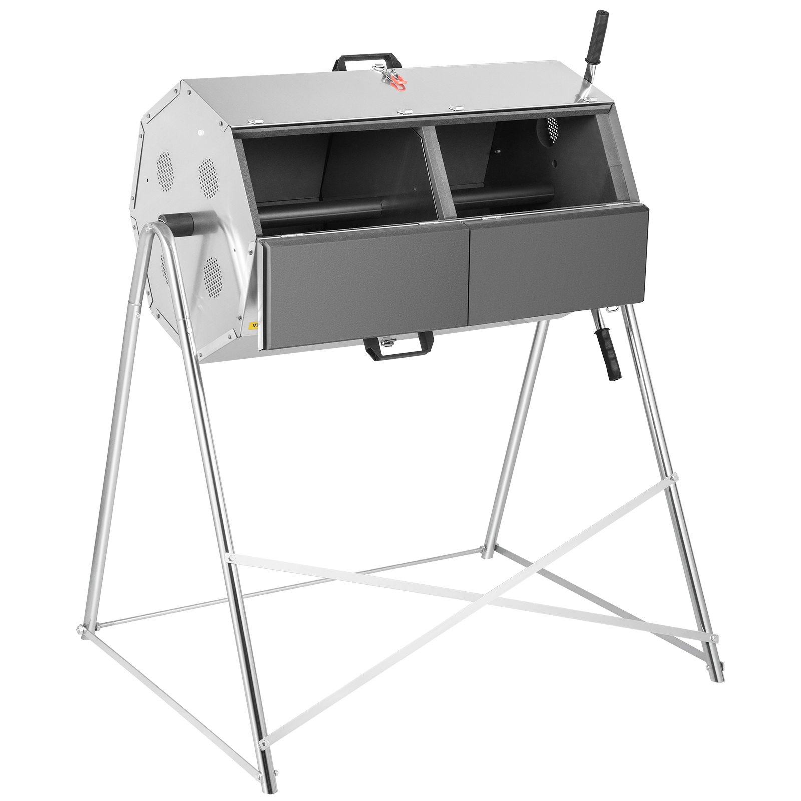 VEVOR Compost Tumbler, 270L, Rustproof Stainless Steel Dual-chamber Garden Composter, Heavy-duty, All-season Outdoor Compost Bin, Fast-working System for Composting Kitchen ＆ Yard Waste