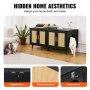 VEVOR Cat Litter Box Enclosure Wooden Litter Box Furniture Hidden 2 Rooms Black