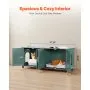 VEVOR Cat Litter Box Enclosure for Multi Cats, 47.2 in Hidden Litter Box Cabinet with 4 Doors & 2 Entries, Indoor Cat Washroom, Wooden Kitty House Furniture Side Table, Fit Most Litterboxes, Green