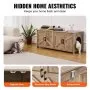 VEVOR Cat Litter Box Enclosure for 2 Cats, Litter Box Furniture Hidden with Double Rooms, Wooden Cat Box Cabinet Fit Most of Litter Box, 47.2"L x 18.5"W x 19.7"H, Greige