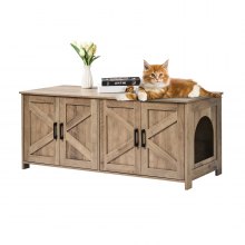 Caja de arena para gatos VEVOR, caja de arena de madera, muebles ocultos para 2 habitaciones, color gris