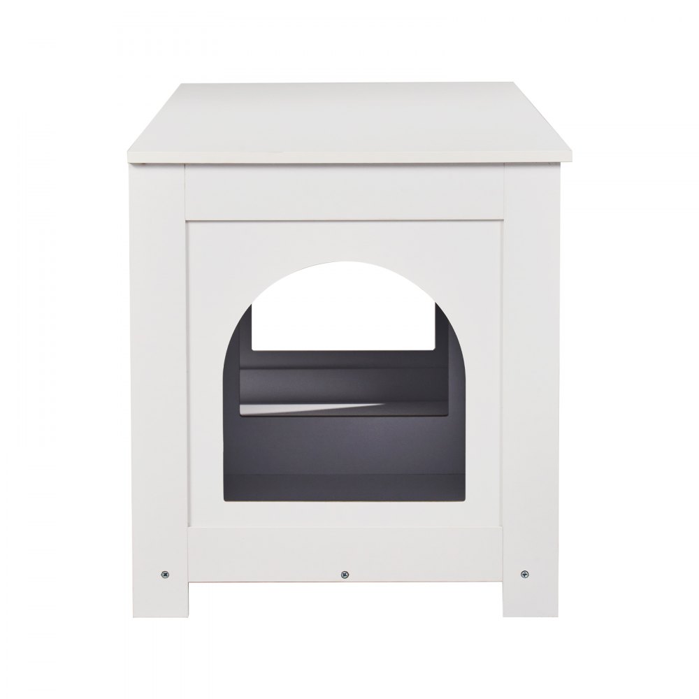 VEVOR Cat Litter Box Enclosure for 2 Cats, Litter Box Furniture Hidden with Double Rooms, Wooden Cat Box Cabinet Fit Most of Litter Box, 47.2"L x 18.5"W x 19.7"H, White
