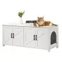 VEVOR Cat Litter Box Enclosure for 2 Cats, Litter Box Furniture Hidden with Double Rooms, Wooden Cat Box Cabinet Fit Most of Litter Box, 47.2"L x 18.5"W x 19.7"H, White