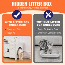 VEVOR Cat Litter Box Enclosure Wooden Litter Box Furniture Hidden 2 Rooms White