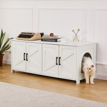 VEVOR Caja de arena para gatos de madera con 2 compartimentos ocultos, color blanco