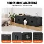 VEVOR Cat Litter Box Enclosure for 2 Cats, 57.9 in Hidden Litter Furniture, Double Room Large Cat Washroom Cabinet, Indoor Wooden Pet House TV Stand Side Table, Fit Most of Litterbox, Black