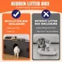 VEVOR Cat Litter Box Enclosure for 2 Cats, Litter Box Furniture Hidden with Double Rooms, Wooden Cat Box Cabinet Fit Most of Litter Box, 57.9"L x 18.3"W  x 17.9"H, Black