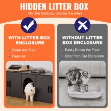 VEVOR Cat Litter Box Enclosure Wooden Litter Box Furniture Hidden 57.9" Black